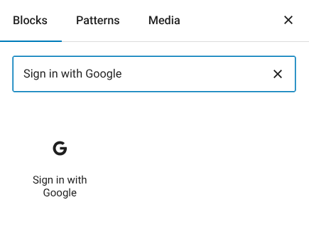 Adding the Sign in with Google block
