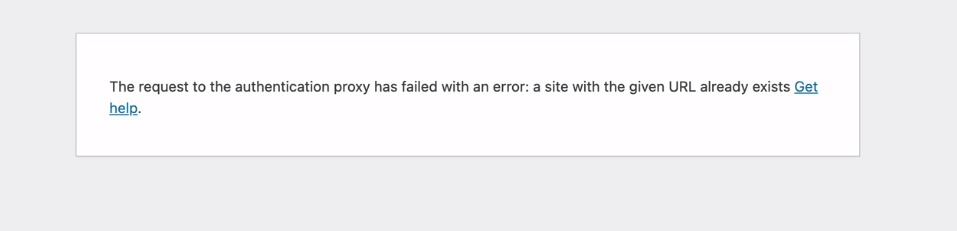 A screenshot of the message as it appears when trying to set up Site Kit