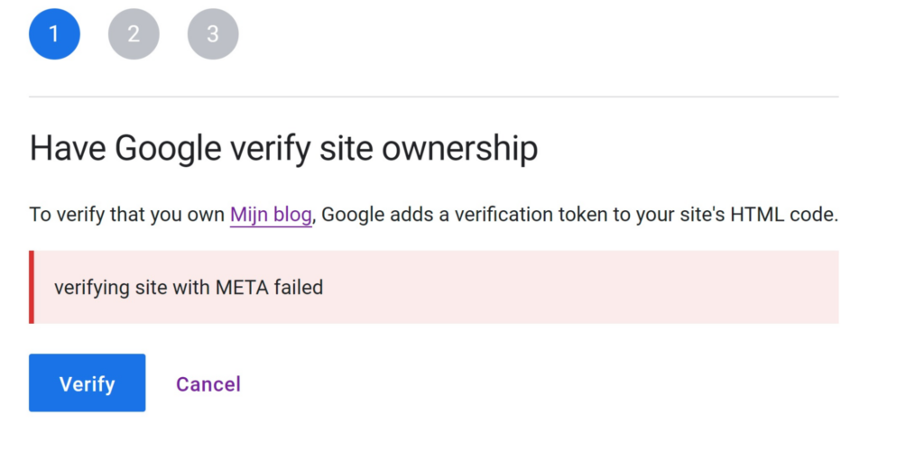 Verifying site with Meta failed