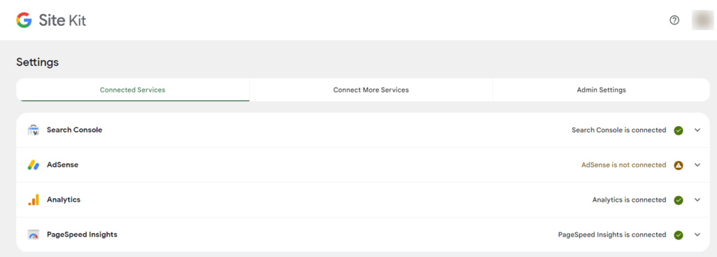 Site Kit connected services