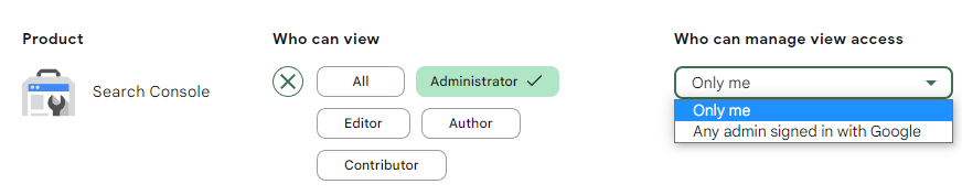 The options available from the Who can manage view access section
