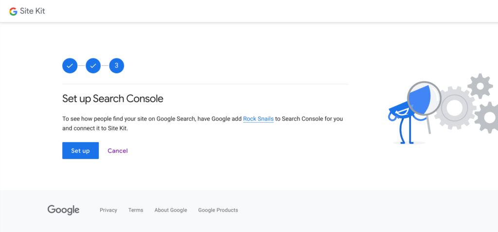 The third step in the Site Kit setup to set up Search Console