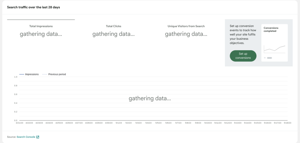 A screenshot of the gathering data notice
	