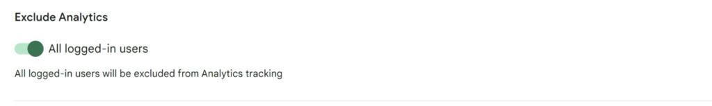 A screenshot of the Exclude Analytics setting