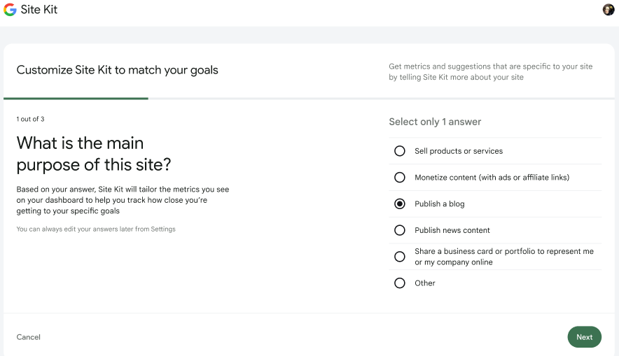 Question one in the key metrics setup