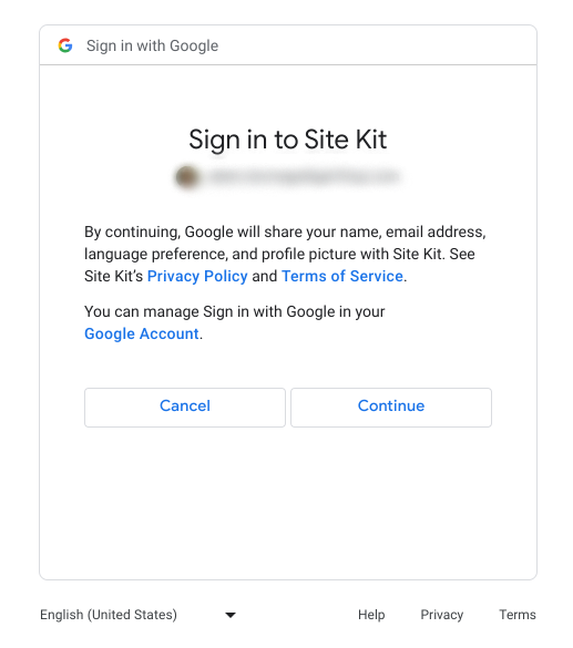 The sign in to Site Kit notice