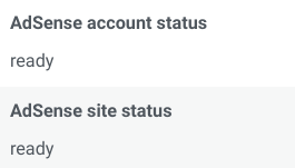 AdSense account and site statuses
