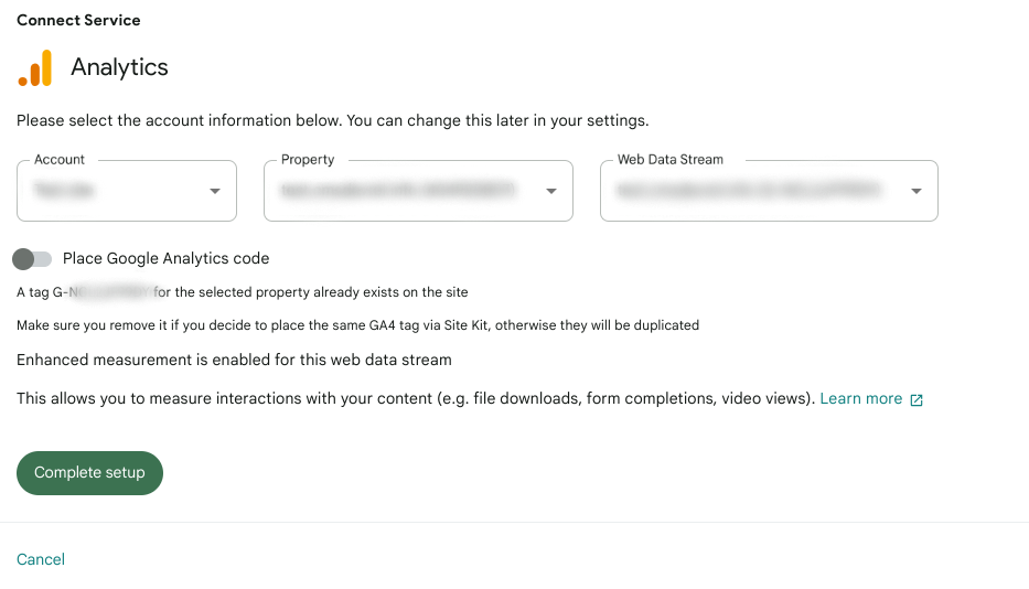 Site Kit has identified an existing Analytics tag