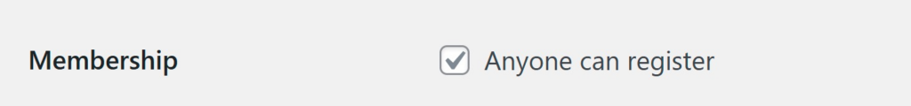 A screenshot of the WordPress “Anyone can register” setting